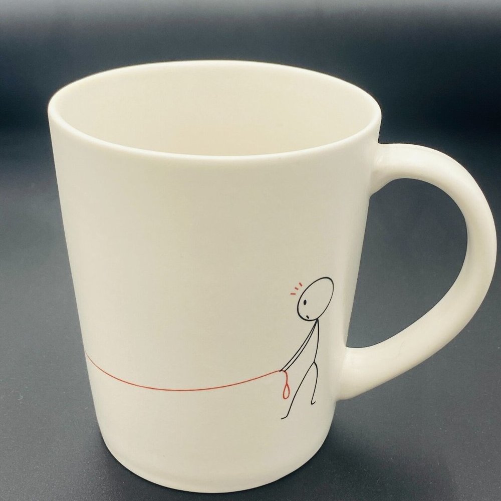 Human Touch Ceramic Mug, Treat it with Love, White with Stick Figure Graphic